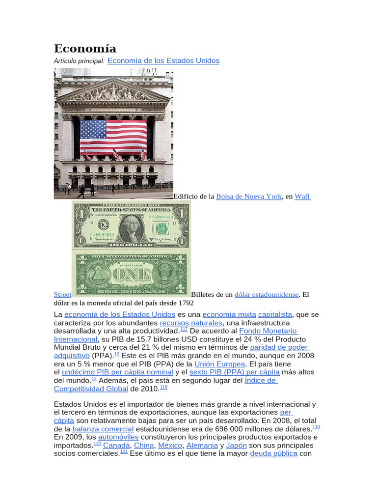 Economía y Demografía de EE. UU. | PDF | Los Estados Unidos | Dólar de ...