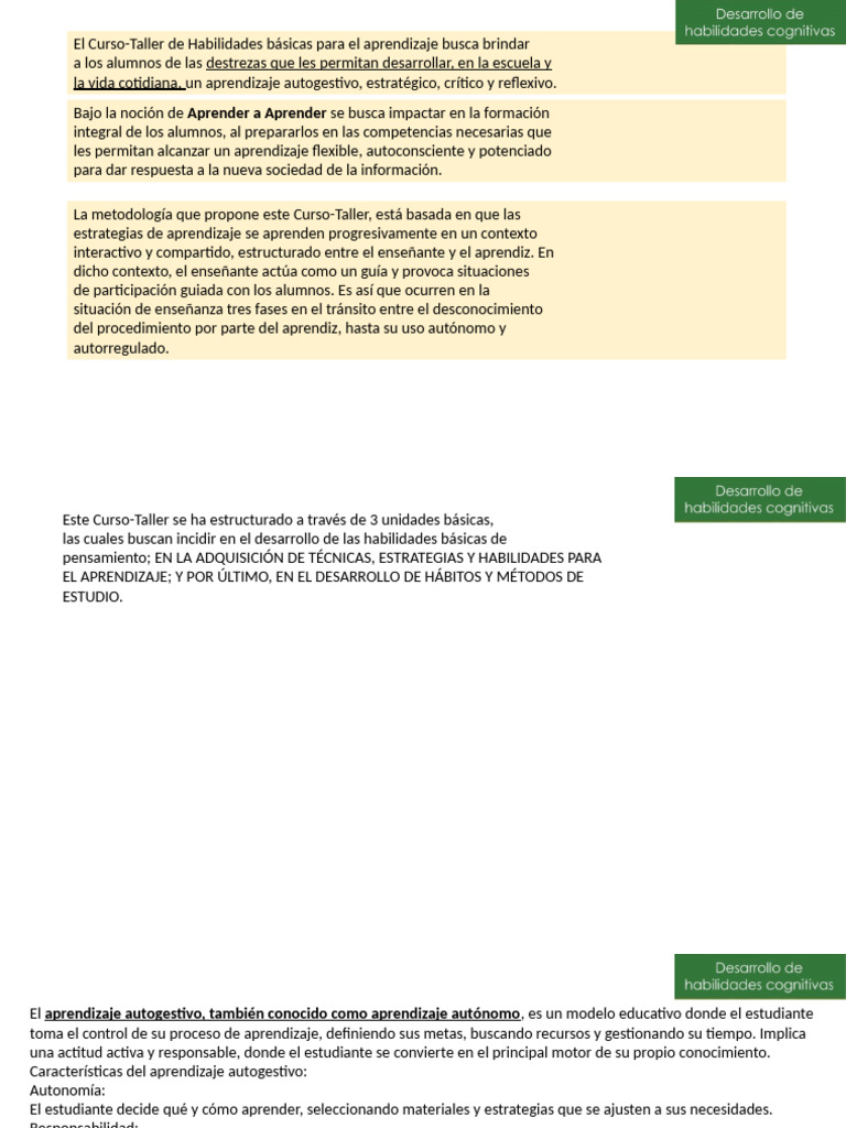 Curso de Habilidades para Aprender Autónomamente | PDF | Aprendizaje ...