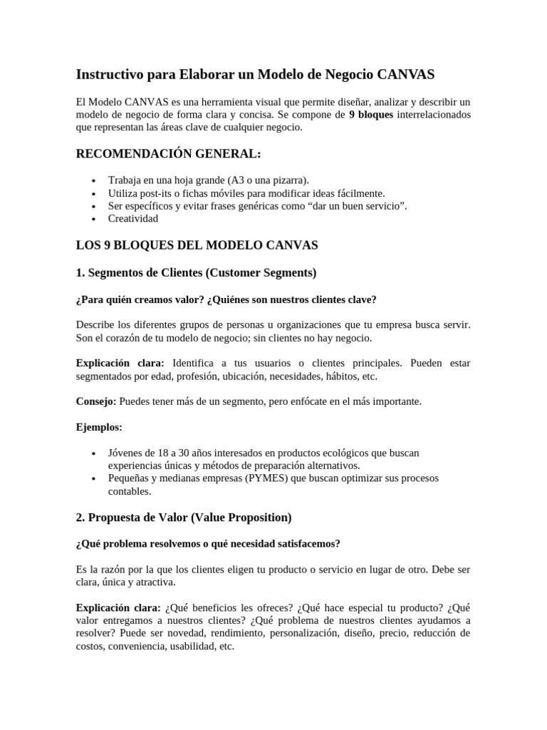 Guía para Crear un Modelo de Negocio CANVAS | PDF | Modelo de negocio ...