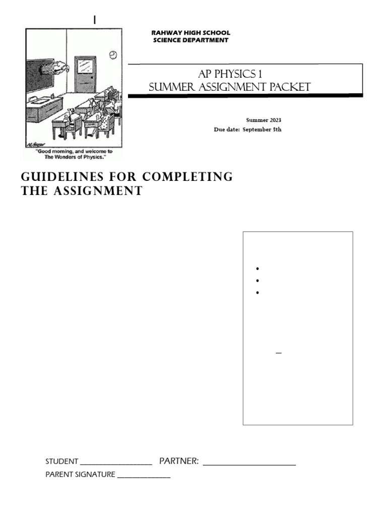 AP Physics 1 Summer Assignment 2025 | PDF | Litre | International ...