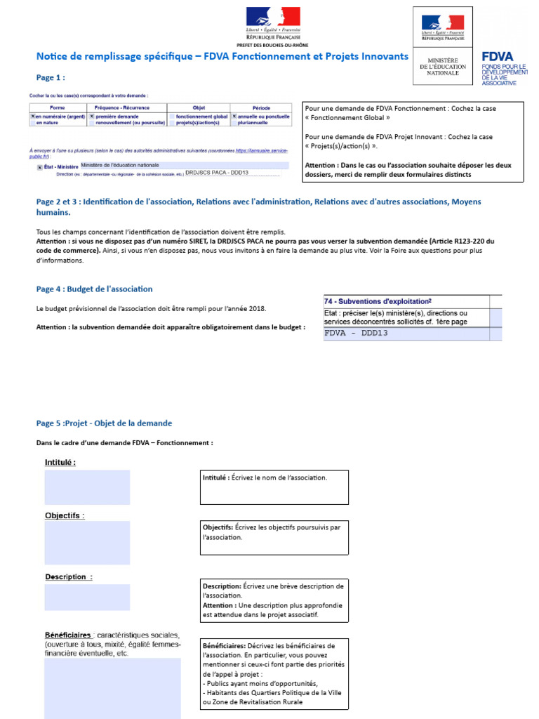 Notice FDVA : Remplissage et Budget | PDF