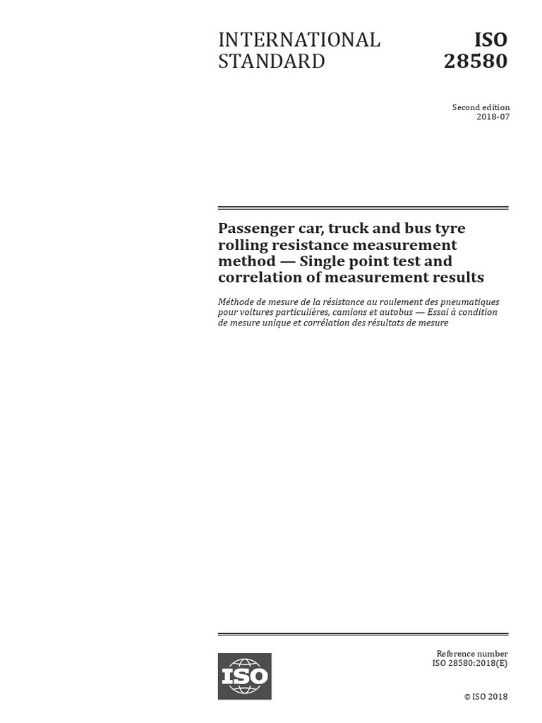 ISO 28580: Rolling Resistance Standard | PDF | Torque | Tire