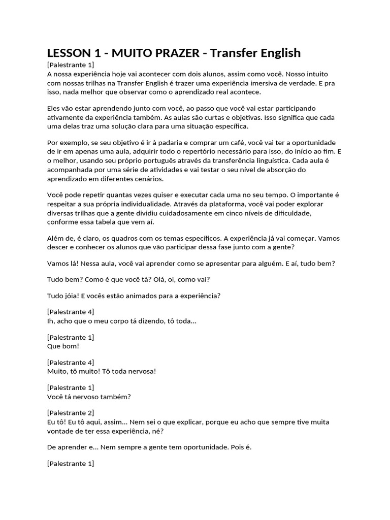 Aprenda a se apresentar em inglês | PDF | Aprendizado | Prazer