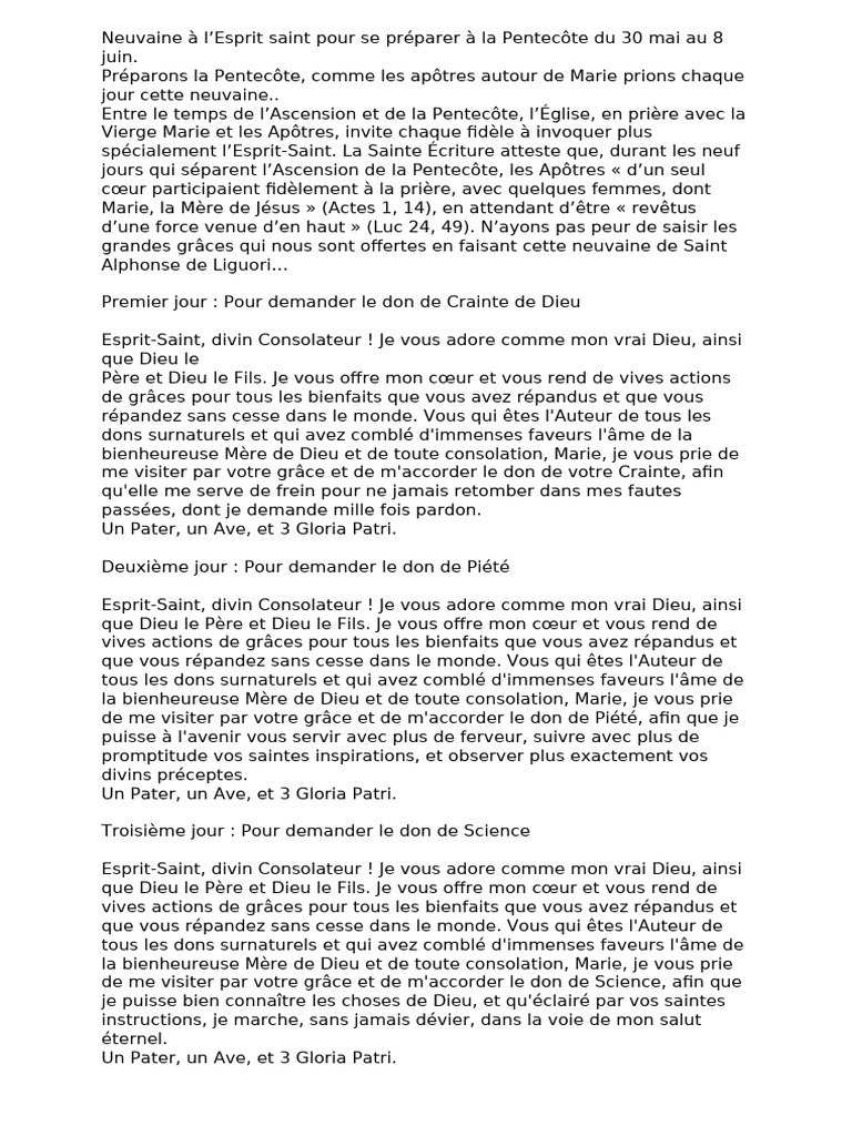 Neuvaine à l'Esprit Saint pour Pentecôte | PDF | Saint-Esprit | Dieu