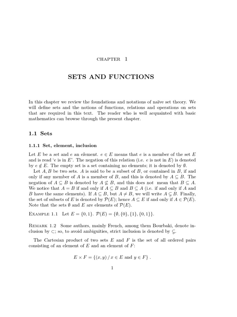 Sets and Functions Overview | PDF | Set (Mathematics) | Function ...
