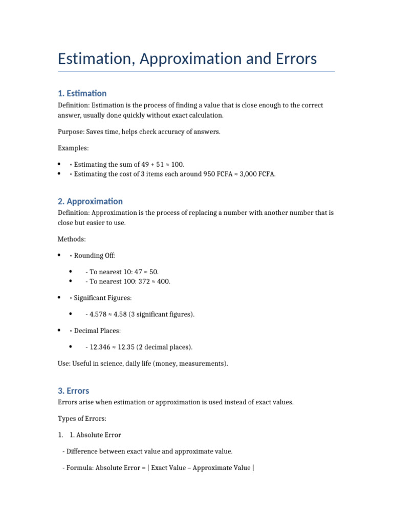 Estimation and Approximation Errors | PDF