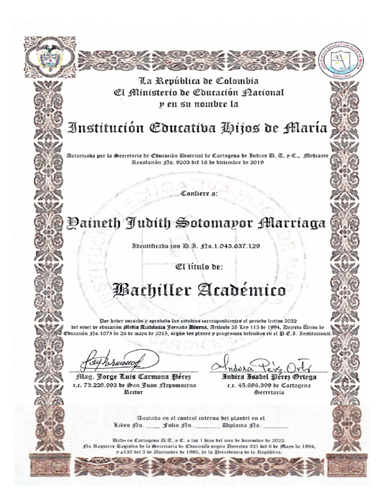 Diploma de Bachiller 01-07-2024 | PDF