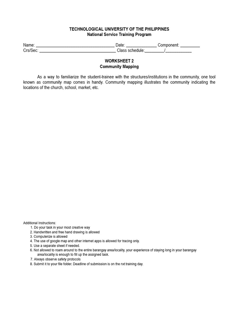 Community Mapping Worksheet Guide | PDF