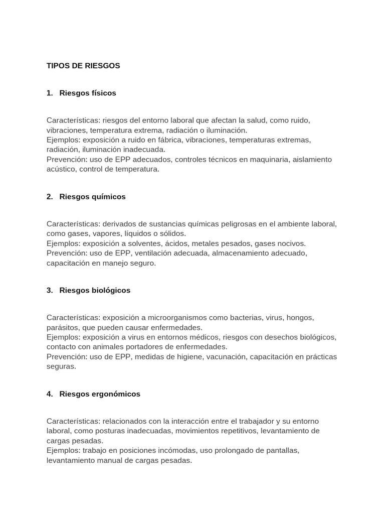 Tipos de Riesgos Laborales y Prevención | PDF | ruido