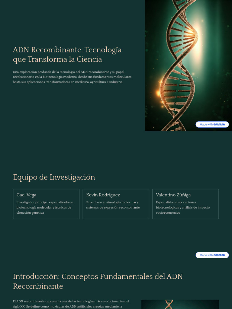 ADN Recombinante: Innovaciones y Aplicaciones | PDF | Adn | Adn Ligase