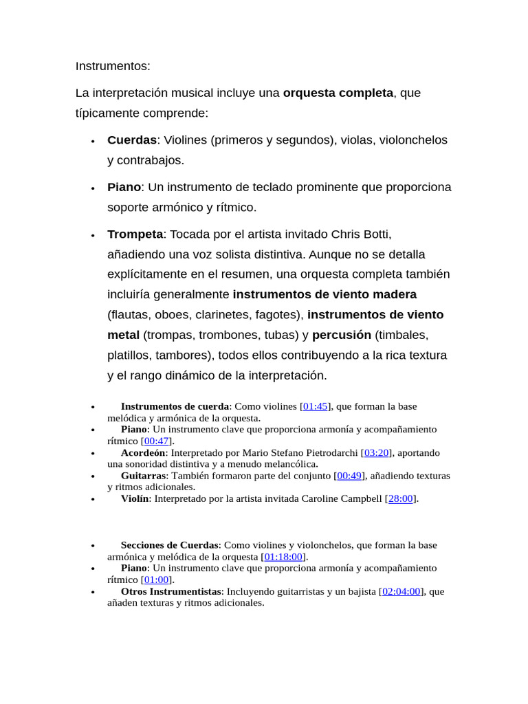 Instrumentos en una Orquesta Completa | PDF