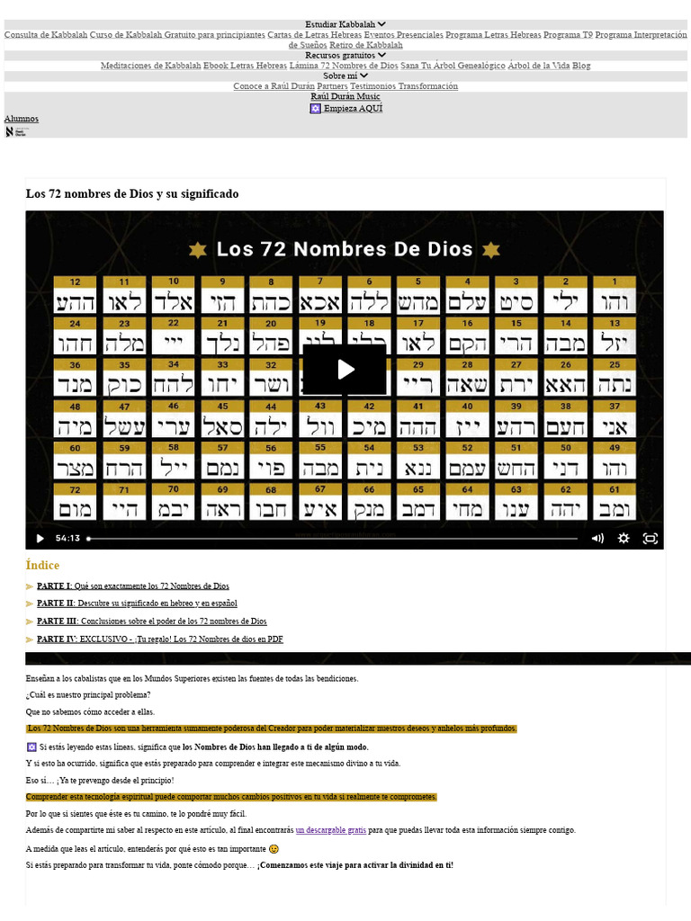 72 Nombres de Dios en Kabbalah Guía Completa PDF Amor