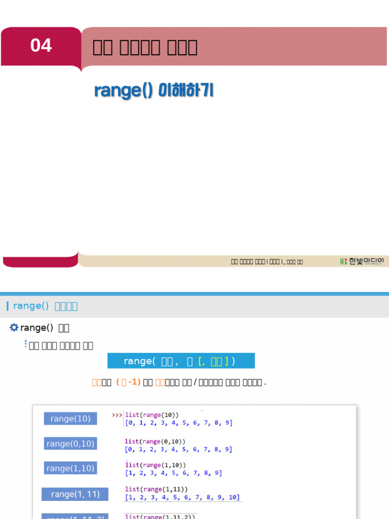 혼공파이썬 04 Range 이해 Range For | PDF
