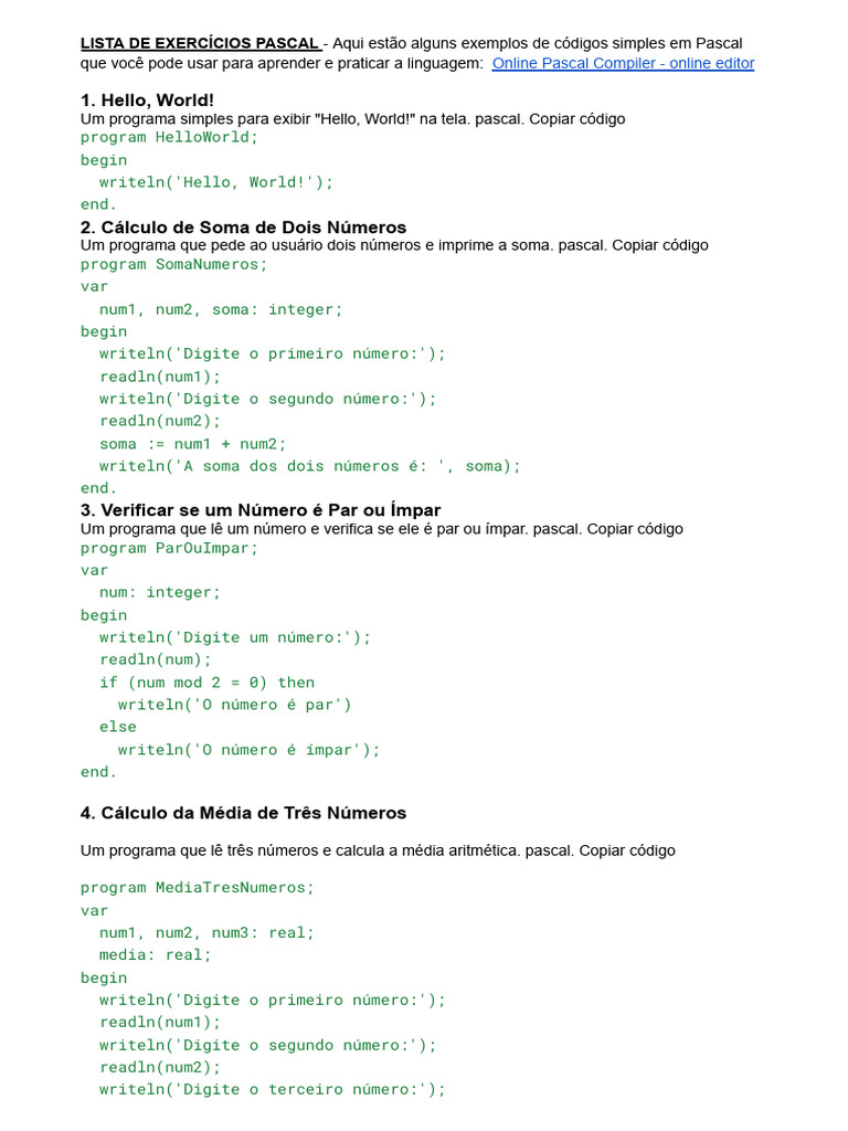 Geração da Tabuada em Pascal | PDF | Desenvolvimento de software ...