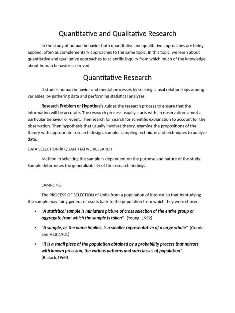 Quantitative and Qualitative Research | PDF | Sampling (Statistics ...