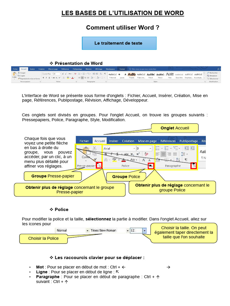 Bases de l'utilisation de Word | PDF | Curseur (interface) | Microsoft Word