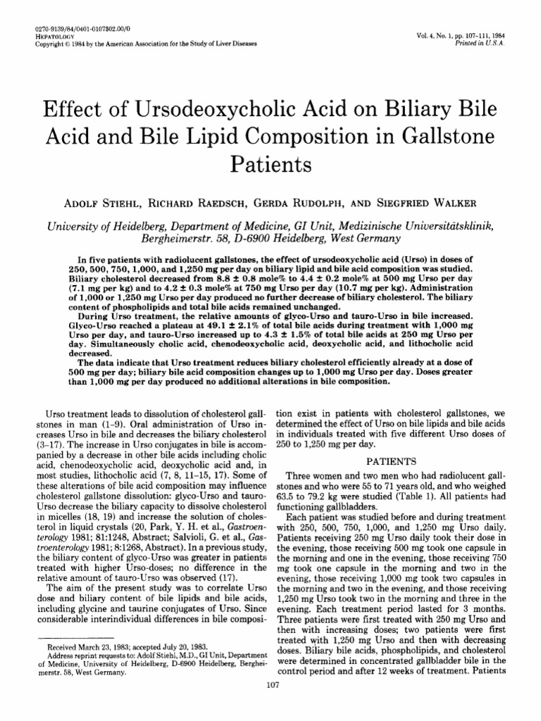 Ursodeoxycholic Acid Effects on Bile Composition | PDF | Bile | Cholesterol