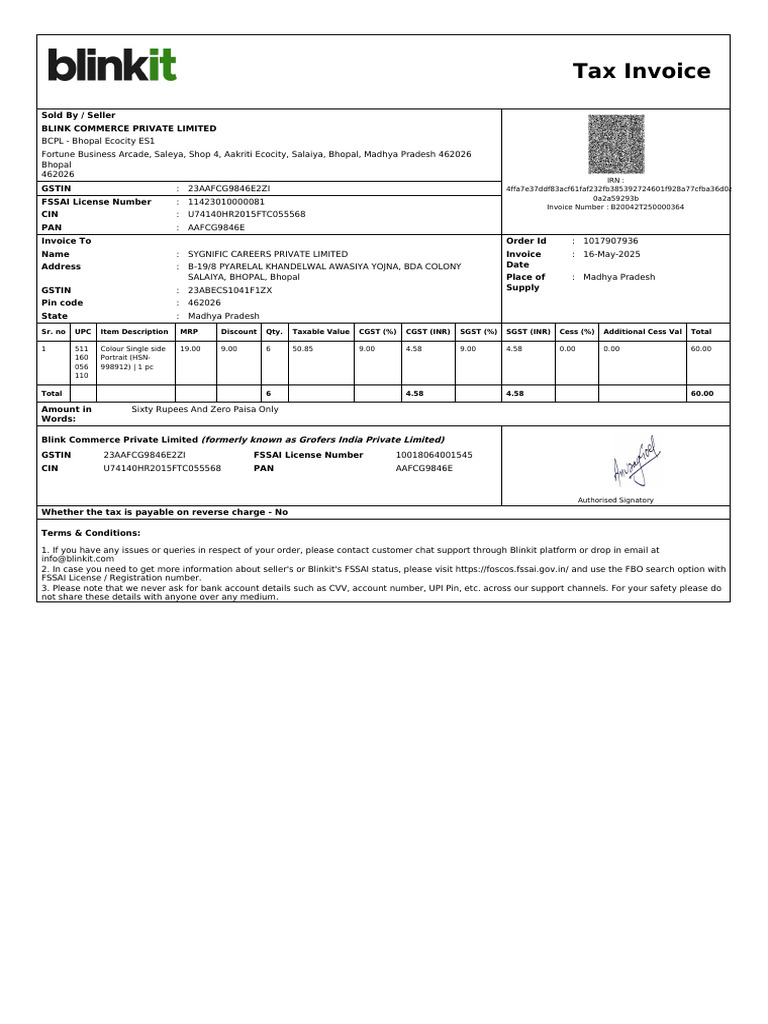 Tax Invoice for HSN 998912 Purchase | PDF | Invoice | Government Finances