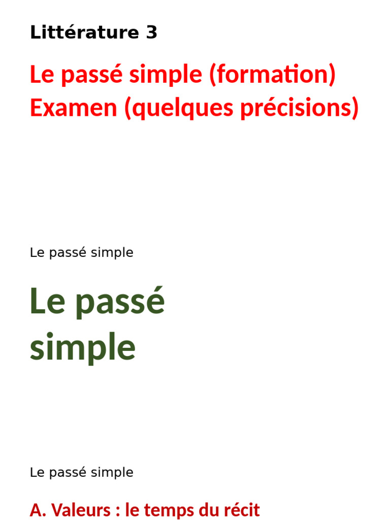 Comprendre le passé simple en français | PDF