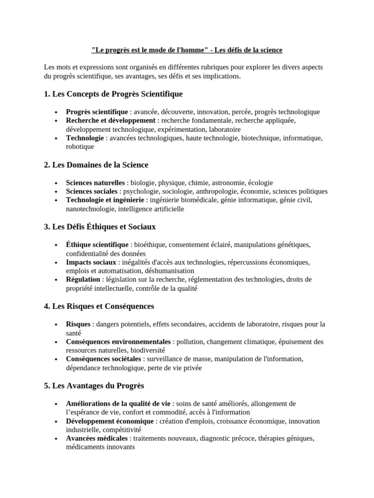 Progrès scientifique : enjeux et implications | PDF | Science | Bioéthique