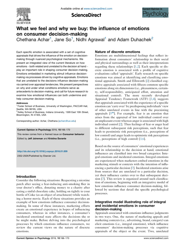 Emotions' Role in Consumer Decisions | PDF | Emotions | Consumer Behaviour