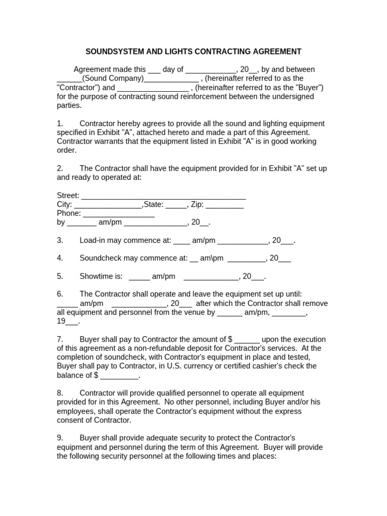 Soundsytem Rental Template | PDF