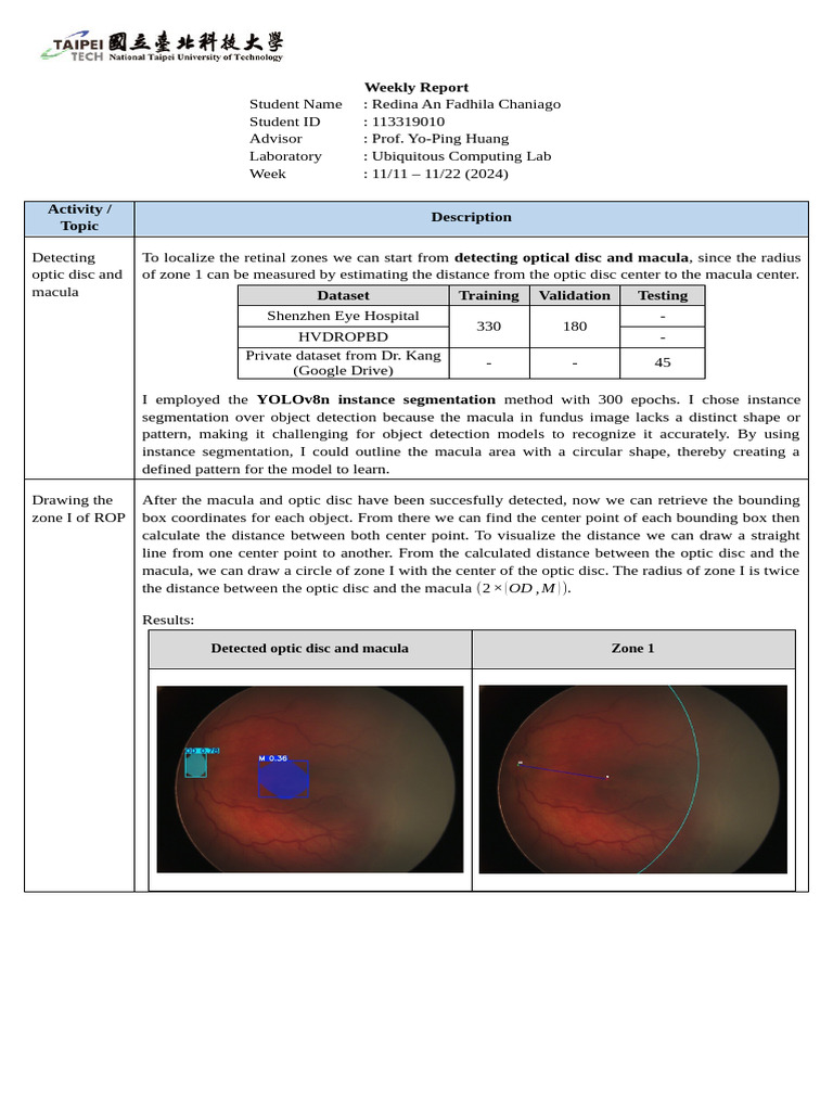 Optic Disc and Macula Detection Report | PDF | Vision | Computer Vision