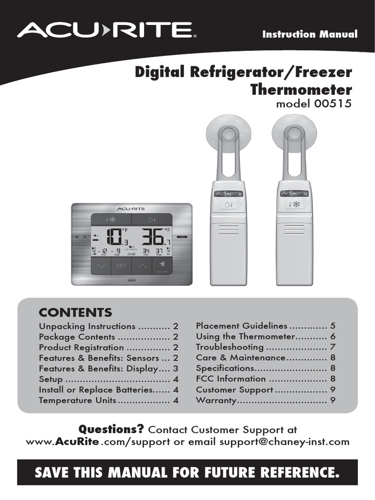 AcuRite 00515M Thermometer Manual | PDF | Refrigerator | Implied Warranty