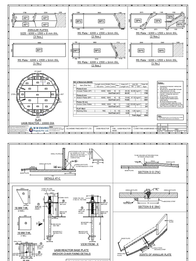 UASB Reactor Base Fabrication Drawing | PDF