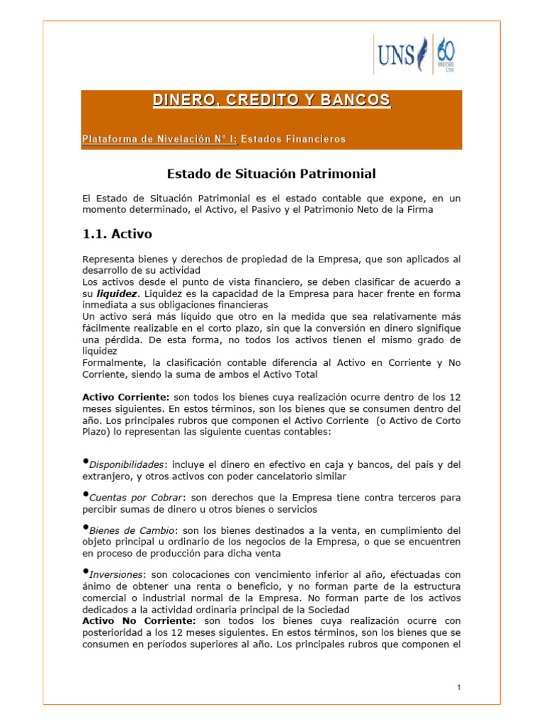Estado de Situación Patrimonial Explicado | PDF | Estado de resultados ...