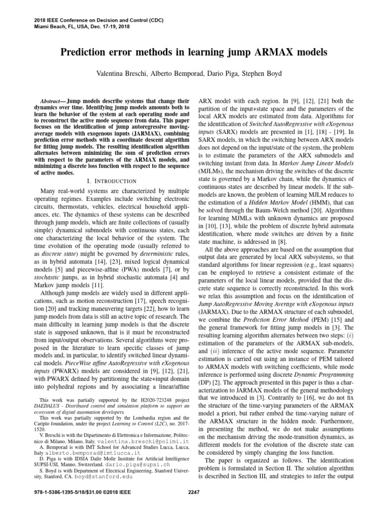Identifying Jump ARMAX Models with PEM | PDF | Mean Squared Error ...