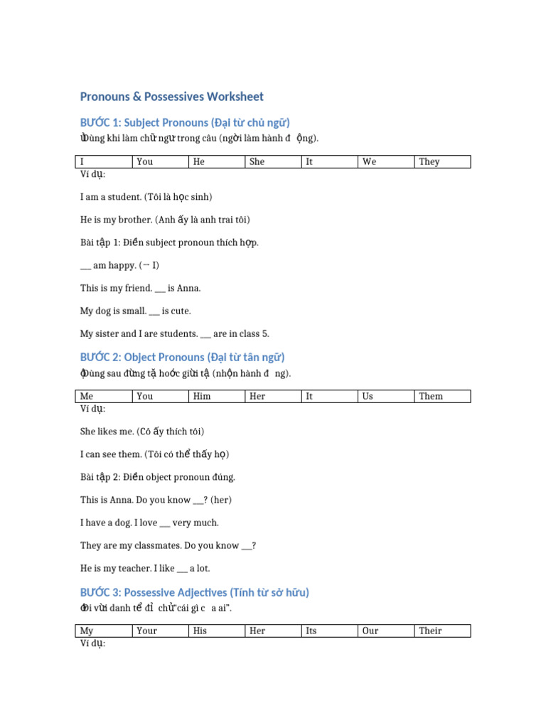 Pronouns Worksheet | PDF