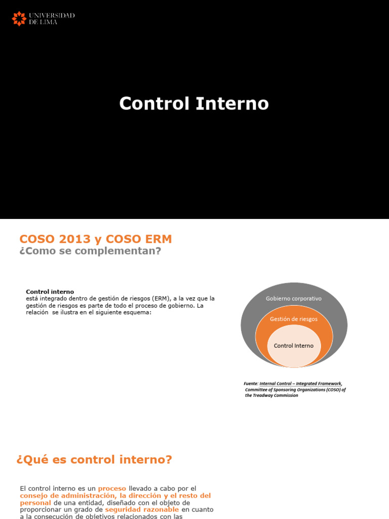 Control Interno y Gestión de Riesgos COSO | PDF | Evaluación de riesgos ...