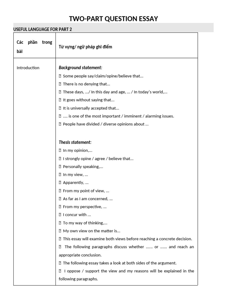 Two-Part Question Essay Guide | PDF | Essays | Genetic Testing