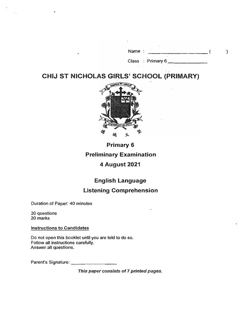 P6 English Listening Comprehension Exam | PDF
