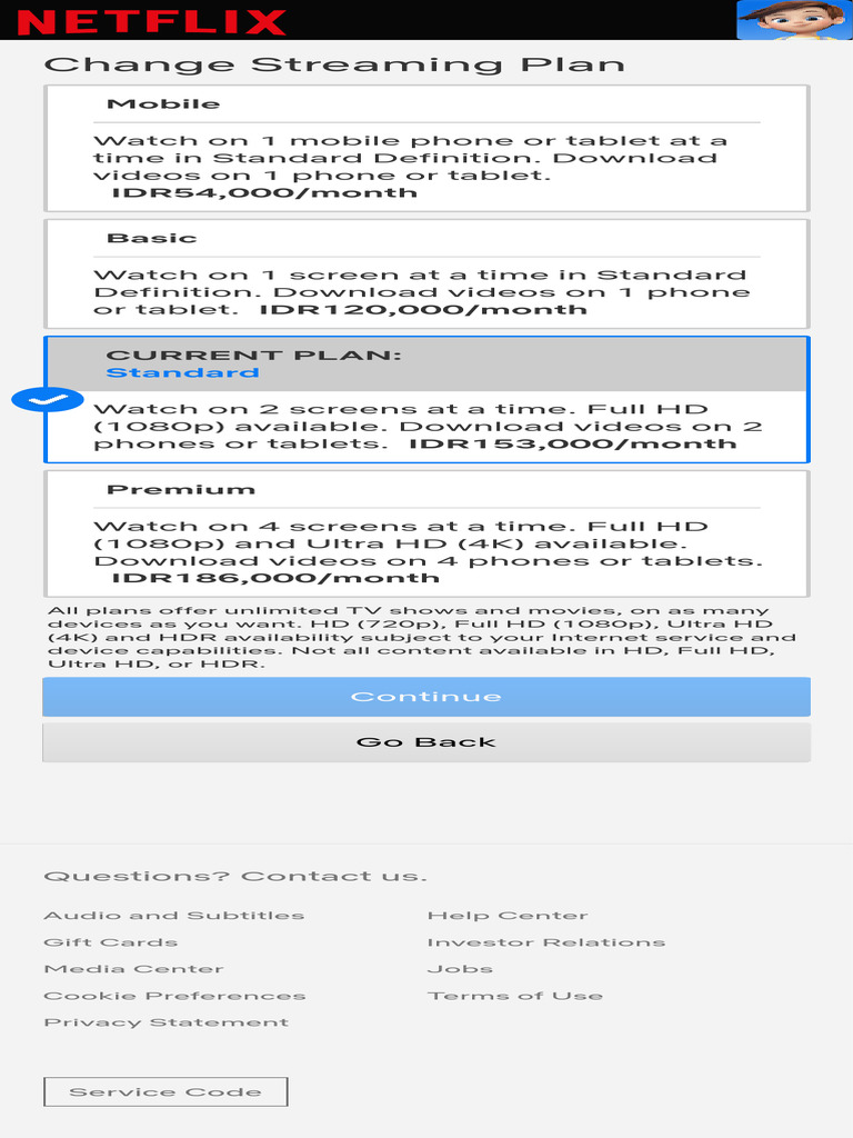 Change Your Streaming Plan Options | PDF