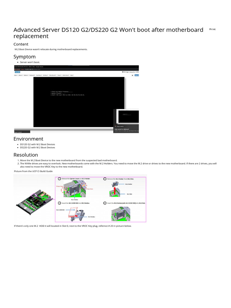 Advanced Server DS120 G2 - DS220 G2 Won't Boot After Motherboard ...