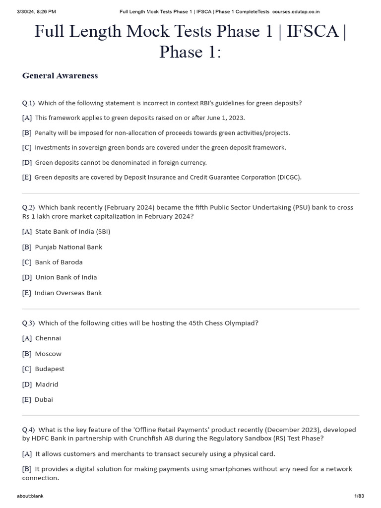 Quiz - Full Length Mock | PDF | China | World Politics