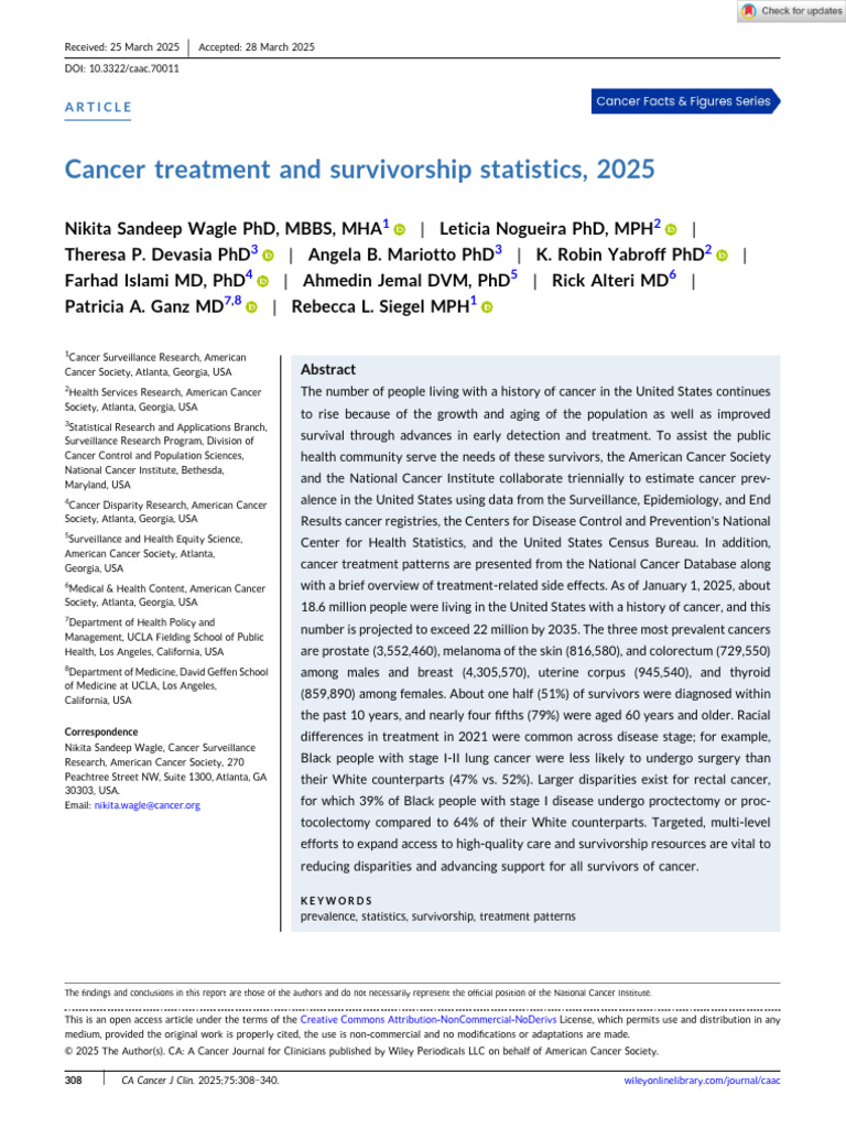 Cancer Treatment Statistics 2025 | PDF | Colorectal Cancer | Cancer