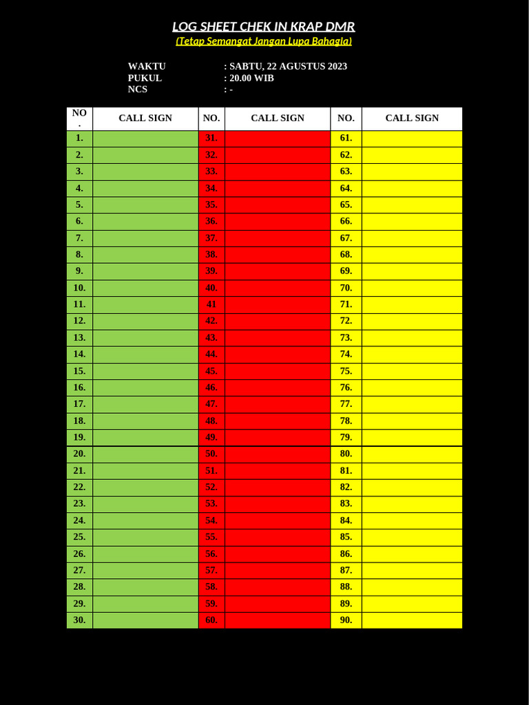 Log Sheet Chek in Krap DMR | PDF