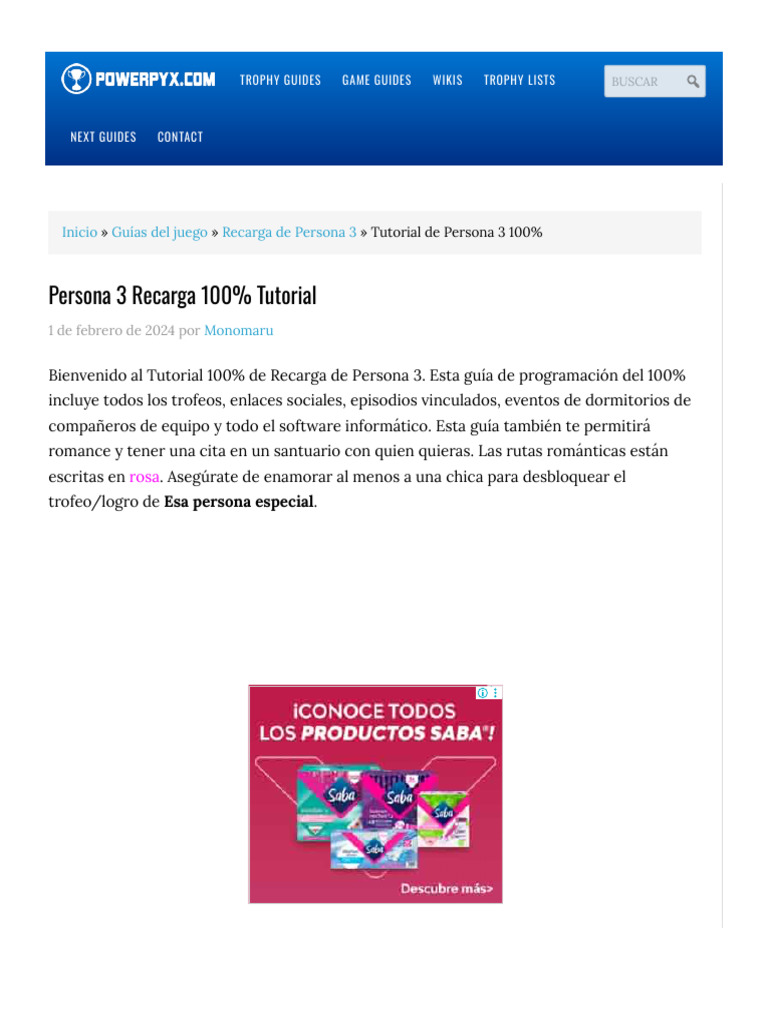 Persona 3 Recarga 100% Tutorial | PDF