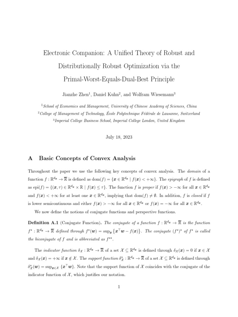 Electronic Companion of A Unified Theory of DRO | PDF | Mathematical ...
