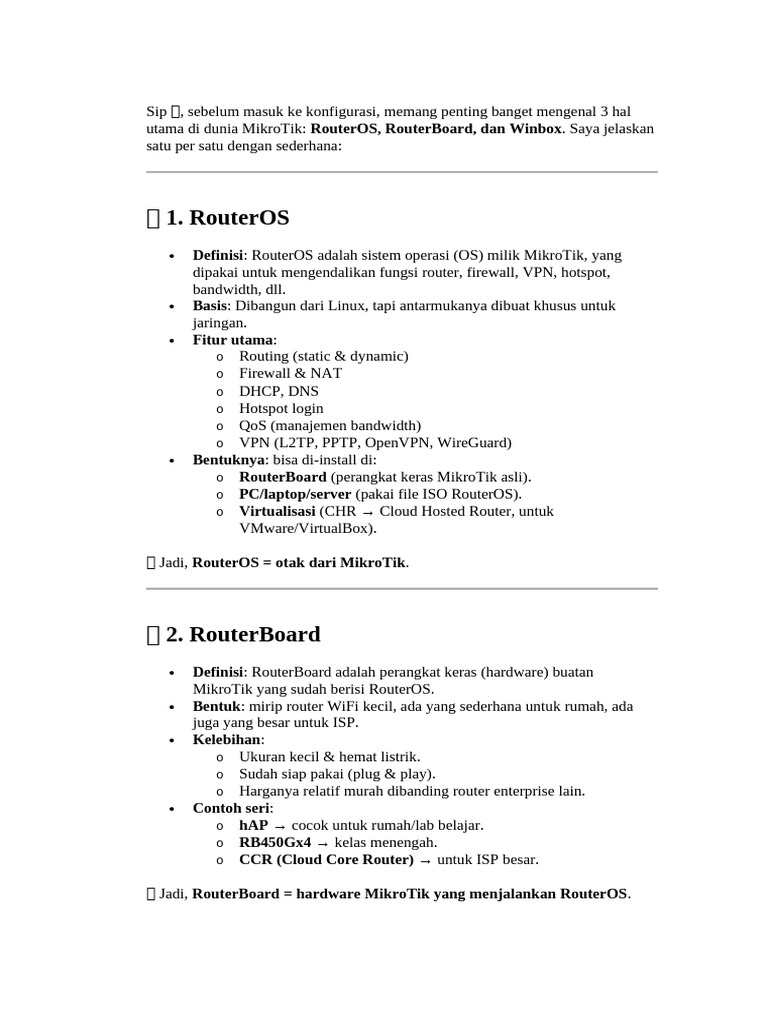 Pengenalan MikroTik: RouterOS, RouterBoard, Winbox | PDF