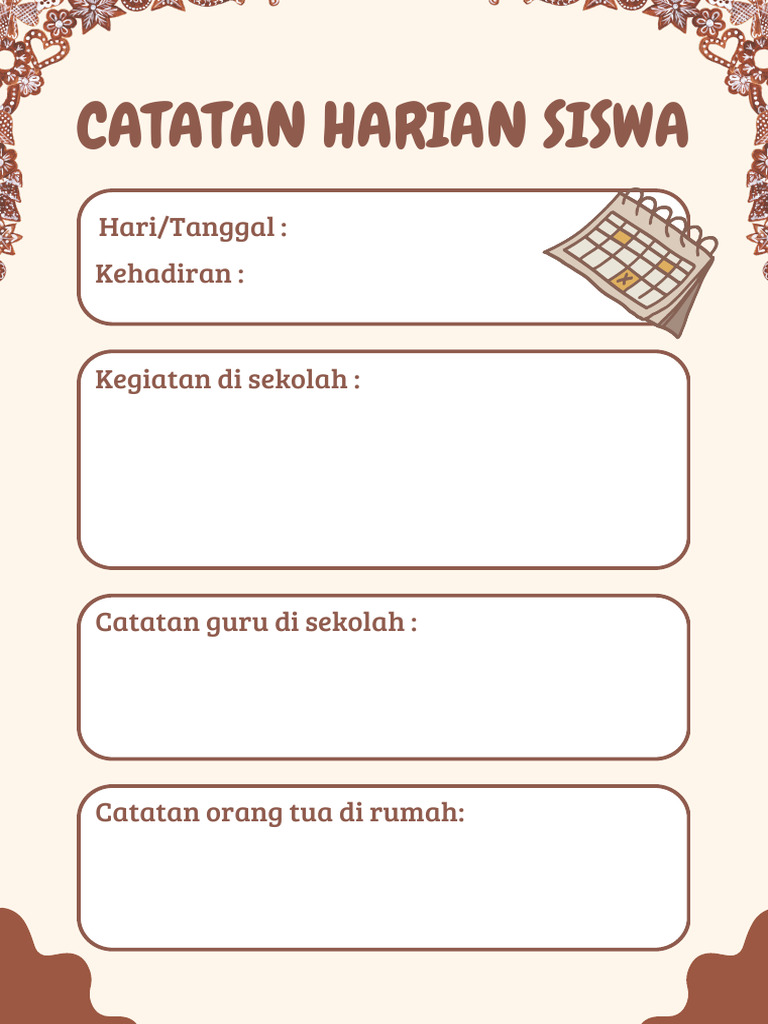 Cokelat Putih Simpel Sederhana Catatan Harian Siswa A4 Dokumen | PDF
