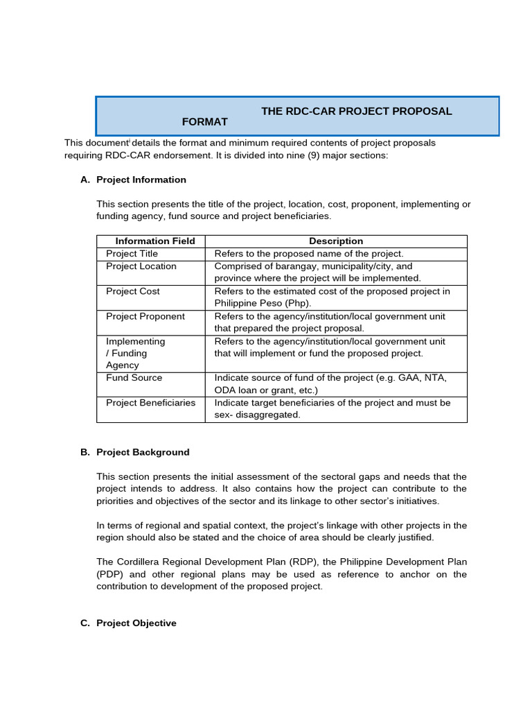 RDC-CAR Project Proposal Guidelines | PDF