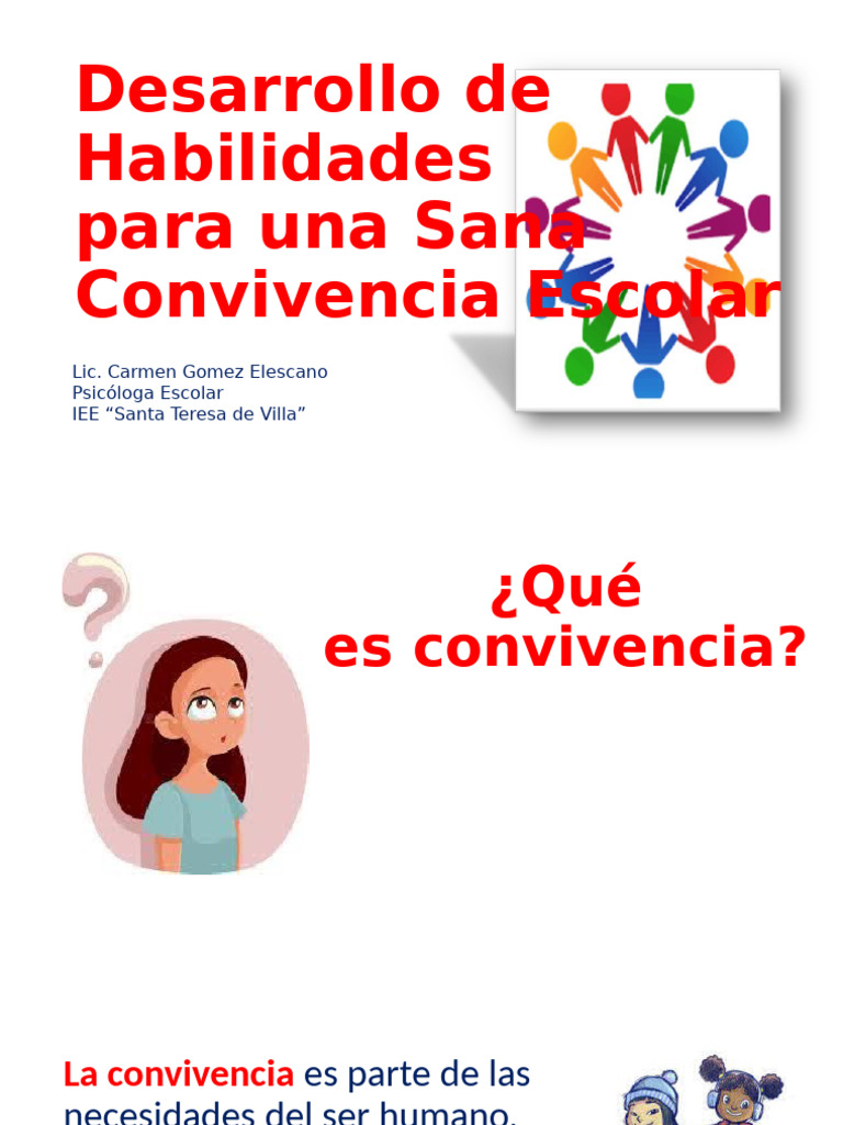 Habilidades para Convivencia Escolar Sana | PDF