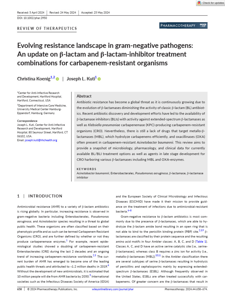 Update on Carbapenem Resistance Treatment | PDF | Beta Lactamase ...