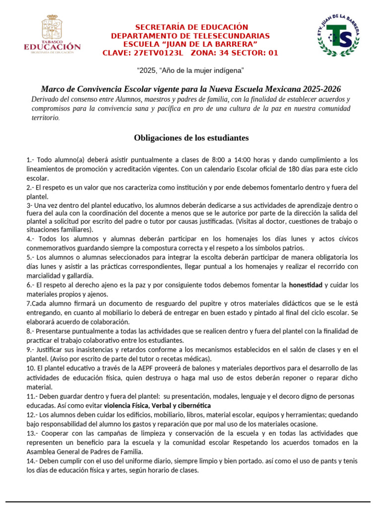 Marco de Convivencia Escolar 2025 | PDF | Escuelas | Maestros