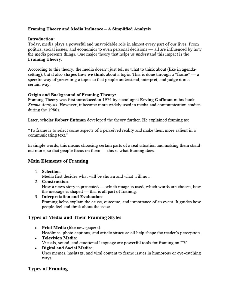 Understanding Framing Theory in Media | PDF | Framing (Social Sciences ...