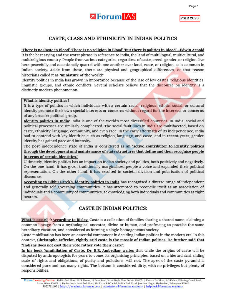 Caste Religion and Ethnicity in Indian Politics | PDF | Caste | Dalit